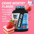 BPI Sports Whey HD Ultra Premium Protein Powder Isolate | Workout Whey Protein Powder for Men & Women for Muscle Gain | Milk Protein Concentrates | Strawberry Cake, 4.07 Pound