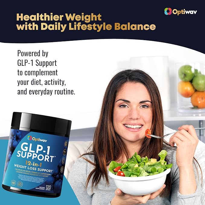 GLP-1 Support Probiotic Weight Loss Supplement - Women Men GLP1 Support with Berberine - Natural Daily Oral Appetite Suppressant Hunger Control Metabolism Fat Burn & Gut Health Support