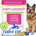 Native Pet Hip & Joint Advanced Care Dog Joint Supplement Powder for Mobility & Movement Support, Joint Supplement for Dogs with HMB, UC-II Collagen, Green Lipped Mussel & Hyaluronic Acid – 30 Scoops