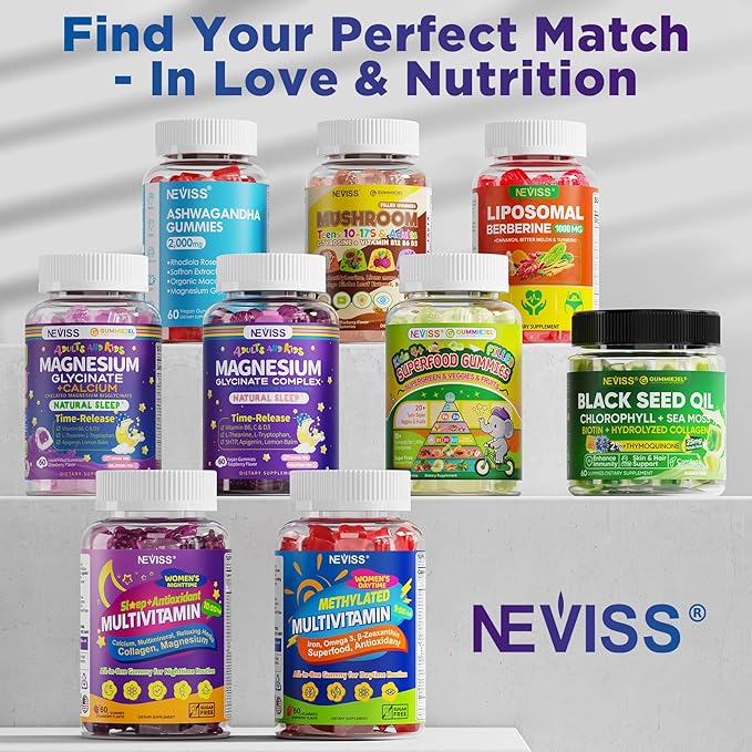 NEVISS Multivitamin for Women Gummies with Magnesium Glycinate 400mg, Calcium D3K2, Hydrolyzed Collagen Gummy for Night Renewal/Sleep, Antioxidant, Relax, Bone, Womens 18 30 40 50 60 70+ Daily Vitamin