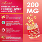 Red Yeast Rice Gummies 600mg & CoQ10 200mg for Adult, 12-in-1 High Absorption Coenzyme Q10 Supplement Plus Omega 3, PQQ, Astaxanthin, Methyl B12, Support Brain, Energy, Immunity, Antioxidant, 60Cts