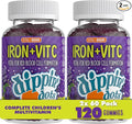 Vital+Boon Dippin' Dots Iron Gummies with Vitamin C & B12 – Gum Drop Grape, 60 Count (2 Pack) – Gluten & Gelatin Free, Non-GMO Supplement for Women, Men & Kids – 60 Day Supply