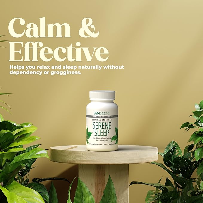American Nutriceuticals - Serene Sleep Aid - with Melatonin & Magnesium - All Natural Sleep Aid for Adults -Long-Lasting - 60 Capsules -30 Day Supply