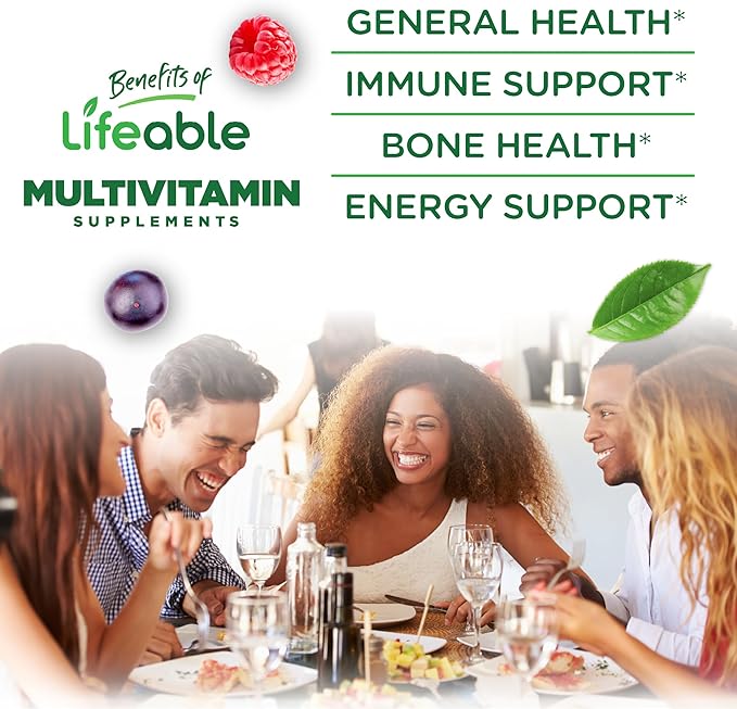 Lifeable Sugar Free Multivitamin Gummies | with Iron Vitamin A, C, D, E, Niacin, B6, Folate, B12, Biotin, Pantothenic Acid, Zinc | Great Tasting Adult Multivitamin Gummy | 90 Gummies