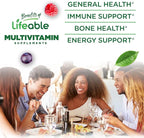 Lifeable Sugar Free Multivitamin Gummies | with Iron Vitamin A, C, D, E, Niacin, B6, Folate, B12, Biotin, Pantothenic Acid, Zinc | Great Tasting Adult Multivitamin Gummy | 90 Gummies