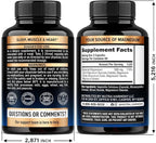 Magnesium Supplement - 5 in 1 Complex | Glycinate | Citrate | Malate | Taurate | Oxide - Made in USA - Stress, Muscle & Heart Support - Vegan, Natural, Non-GMO - 180 Capsules, 2 Month Supply