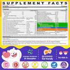 Kids Multivitamin Gummies with Iron, 450mg Algae Omega-3, Methylated B12, Folate, Fiber 2g, Probiotics, Magnesium, A, C, D, K, Zinc,Children Vitamins for Growth, Brain, Eye, Gut, Immune,Kids 4+ 120Cts