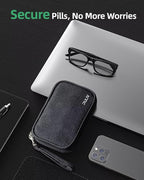 PULIV Weekly Pill Organizer 4 Times a Day with a Business Stylish Bag, Portable Pill Box 7 Day with 28 Compartments for Men, Removable Pill Sorters to Store Vitamin, Medication, Fish Oil, Supplements