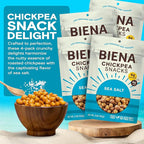 BIENA Chickpea Snacks - Crunchy Roasted Chickpeas - High Fiber Vegan Protein Snacks for Adults and Kids - 4-Pack, 5 Ounce Bags - Sea Salt