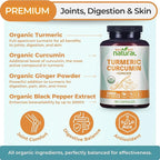 Organic Turmeric Curcumin Supplement in Capsules with Ginger and Black Pepper - Tumeric