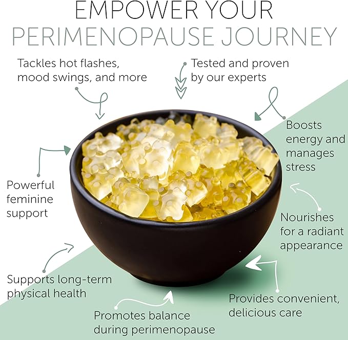 Perimenopause Supplements Women | Premenopausal Gummy Vitamins | Relief for Hormonal Balance & Mood Swings | Supports Menstrual Cycle Regulation | 60 Vegan Gummies