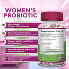 aSquared Nutrition Probiotics for Women - 50 Billion CFU Women's Probiotic Supports Digestive, Gut, Vaginal & Urinary Tract Health - Prebiotics for Females - 60 Capsules - Alt to Gummies