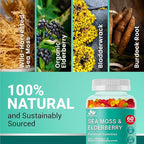 BIO VITALICA Irish Sea Moss Gummies with Elderberry – USA Made Vegan Gummies with Vitamin C, D & Zinc – Immune Support Supplement with Bladderwrack & Burdock Root for Adults & Kids – 4 Packs