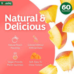 YUM-V'S YumVs Ginger Gummies, 500 mg Ginger Root Extract, Peach Flavor, Nausea Relief, Digestion & Immune Support, Vegan, Non-GMO, Gelatin-Free (60 Count)