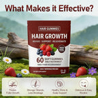 Hair Growth Gummies, Daily Hair Nourishment with Biotin, Collagen & Botanical Extracts, Supports Healthy Hair Growth & Strength, Skin & Nail Care, Non-GMO, 2pack, 120 Gummies