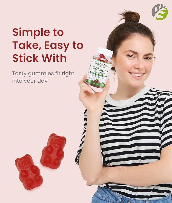 BariSlim Bariatric Calcium Gummies - Specially Formulated Bariatric Vitamins for Patients After Weight Loss Surgery - Supports Energy Levels & Bone Health | Raspberry (90 Vegan Gummies)