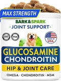 BARK&SPARK Glucosamine Chondroitin Dog Hip & Joint Supplement - Joint Pain Relief - Hip & Joint Chews - Joint Support Large Small Breed - Senior Doggie Vitamin Pill Joint Health