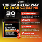Creatine Gummies - 90 Vegan Friendly Chews - USA Made - Boosts Recovery - Builds Muscle - Enhanced Cognitive Benefits (Large, Strawberry Lemonade)