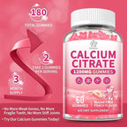 Calcium Citrate Gummies 1200 mg for Adults, High Absorption Calcium Supplement for Women & Men, Sugar Free, Non-GMO, Gluten Free, Supports Muscle & Immune - Natural Peach Flavor