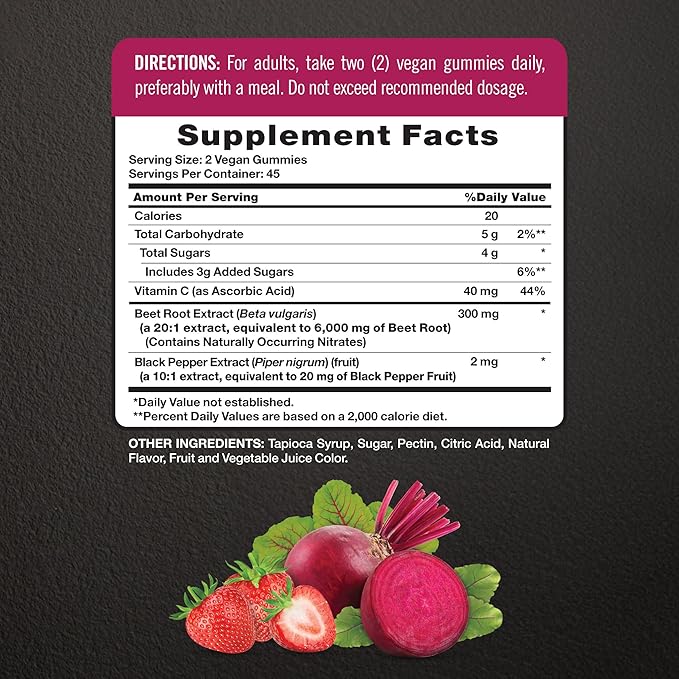 Nature's Truth Nitric Oxide Beet Root Gummies | 90 Count | with Nitrates | for Men and Women | Vegan, Non-GMO & Gluten Free Supplement