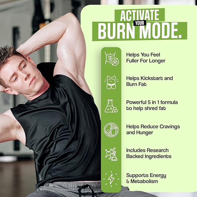 Male Burn MAX - Fat Burner FOR MEN - Weight Loss Pills, GLP-1 Support, Appetite Suppressant - 5 Powerful Ingredients to Help Burn Fat While Sustaining Muscle - 3rd Party Tested - 60 Capsules