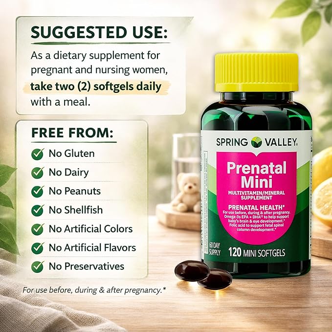 Spring Valley Mini Prenatal Vitamins for Women Softgels. Prenatal Care with DHA for Expectant Mothers. Mini Prenatal Vitamins for Women 240 Soft Gels Bundle with 45 Diabetes Decoded