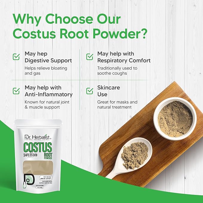 Dr. HERBALIST | 100% Natural Root Powder 200g (7.05 oz) | Premium Quality for Traditional Use, DIY, Herbal Blends & Wellness Rituals (Costus Root Powder)