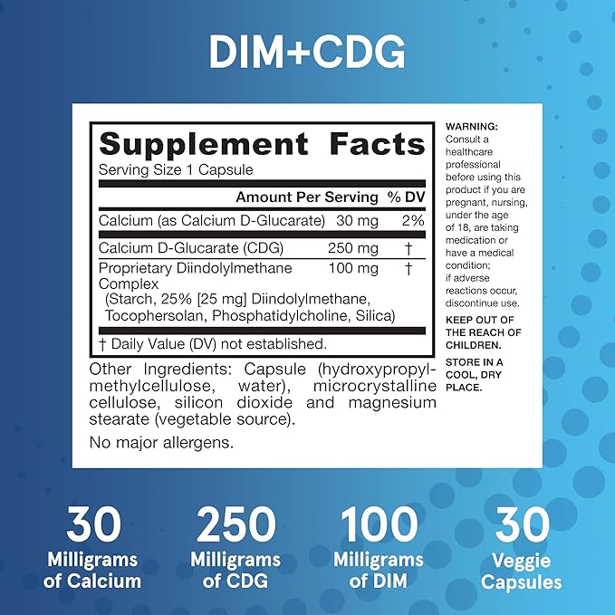 Jarrow Formulas - DIM + CDG Veggie Capsules - 30 Count - DIM & CDG Supplement - For Hormone Balance - Non-GMO - Gluten Free