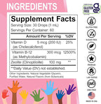 Zeolite Detox for Kids Lingo Drops - Natural Lingo Zeolite Drops for Kids Methylated B12 & D3 Advanced Clinoptilolite - Pure Extra Clinoptilolite Leap Liquid Detox Body Cleanse Supplement Ages 3+, 2oz