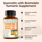Quercetin with Bromelain Turmeric Curcumin Supplement – Allergy Relief, Immune & Joint Support – Organic Turmeric Supplement w/Bioperine for Enhanced Absorption, Quercetin 500mg Capsules 2 Pack