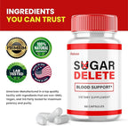 Sugar Delete Capsules - SugarDelete Blood Support Pills Maximum Strength Japan Supplement Advanced Formula Premium All Natural Vitamin Japanese Blend Overall Health Wellness Reviews (60 Capsules)