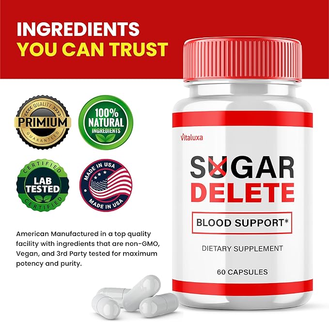 Sugar Delete Capsules - SugarDelete Blood Support Pills Maximum Strength Japan Supplement Advanced Formula Premium All Natural Vitamin Japanese Blend Overall Health Wellness Reviews (60 Capsules)