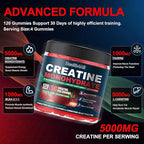 Health4All Creatine Monohydrate Gummies 5g for Men & Women, Creatine Gummy for Strength Energy & Muscle Growth Support Pre-Workout Supplement - Strawberry 120 Gummy