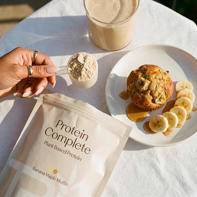 TRU Supplements Plant Based Protein Powder, BCAA, EAA, 20g Vegan Brown Rice & Pea Protein, 100 Calories, 27 Vitamins, No Artificial Flavors 25 Servings (Banana Maple Muffin)