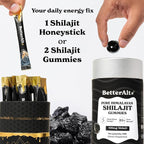 Better Alt Ultimate Power Up Duo | Shilajit Gummies + Shilajit Gold+ Honey Sticks | 3rd-Party Lab Tested | 1 Month Pack - Helps Boost Energy