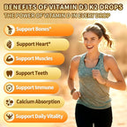 Vitamin D3 K2 Drops, D3 20000 IU & K2 as MK-7 400mcg with Magnesium, Calcium, Zinc & Omega 3 for Immune*, Mood*, Bone* Health, Orange Flavor Vitamin D Liquid Drops Supplement(1 Bottle)