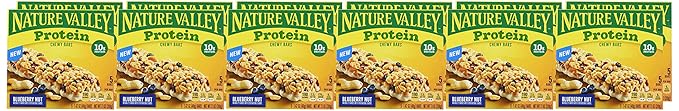 Nature Valley Protein Granola Bars, Blueberry Nut, Chewy Snack Bars, 5 Bars, 7.1 OZ (Pack of 12)