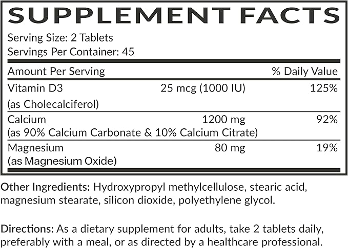 Futurebiotics Calcium 1200 MG Per Serving Sustained Release with Vitamin D3 1000 IU Per Serving Non-GMO, 90 Vegetarian Tablets