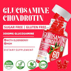 Glucosamine Chondroitin Gummies with MSM & Elderberry Extra Strength - Joint Support, Antioxidant Immune Support Supplement for Adults, Men & Women.120 Strawberry Gummies