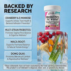 Clean Nutraceuticals Probiotics for Women with D Mannose, Cranberry Extract, Wild Yam, Chasteberry - 20 Probiotic and Prebiotic Strains - PH Balance, Womens Probiotic for Digestive Health - 60 Count