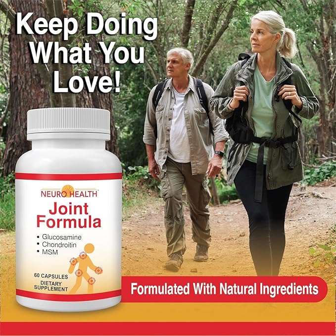 Neuro Health Joint Formula with Glucosamine, Chondroitin and MSM, 60 Capsules (1 Bottle) Turmeric/Joint Support Supplement for Bones, Back, Knees, Hands/Used for Cartilage & Joint Support