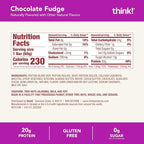 think! Protein Bars, High Protein Snacks, Gluten Free, Kosher Friendly, Chocolate Fudge, Nutrition Bars, 2.1 Oz per Bar, 10 Count (Packaging May Vary)