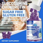 Nutravita Glucosamine Chondroitin Gummies with MSM & Elderberry Extra Strength - Joint Support, Antioxidant Immune Support Supplement for Adults, Men & Women.120 Blueberry Chews