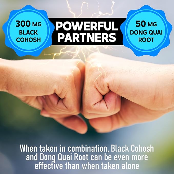 DEDICAD 12in1 Black Cohosh 5-Month Supply for Menopause Support Supplement with Dong Quai, Chasteberry, Red Raspberry, Licorice, Wild Yam & More - 150 Capsules