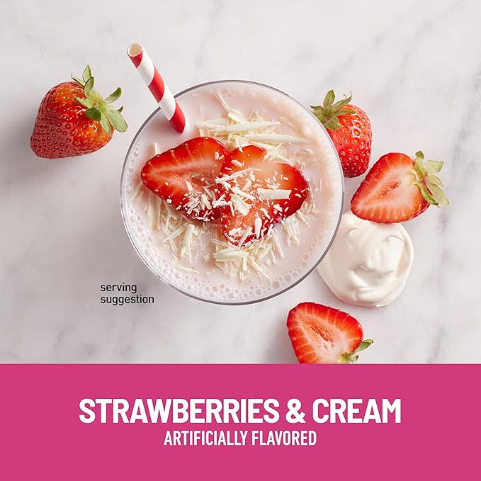 SlimFast Meal Replacement Powder, Original Strawberries & Cream, Weight Loss Shake Mix, 10g of Protein, 14 Servings (Pack of 3) (Packaging May Vary)
