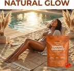 Savanna Skin Tanning Gummies, with Vitamin C & E, Astaxanthin, Beta Carotene, Skin Radiance & Hydration for Natural Looking Glow, Bronzing, Non-GMO, Vegan & Sugar Free - 60 Count (1)