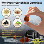 Shilajit Gummies,Pure Shilaljit Gummies,No Added Sugar,Non-GMO,Natural Organic,Ashwagandha, Gokshura | Fulvic Acid & 85+ Trace Minerals for Men- 60 Gummies(Individually Wrapped)