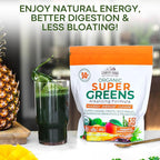 Country Farms Super Greens Pineapple-Mango Flavor, 50 Organic Super Foods, USDA Organic Drink Mix (Wheat Grass, Spirulina, Chlorella) Mushrooms & Probiotics, with Fiber, Natural Energy, 30 Servings