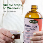 Flora Iron with B-Vitamin Complex - Helps Maintain Healthy Iron Levels - Non-Constipating, Highly Absorbable - Vitamin-B & Liquid Iron - Vegan Supplement - Yeast & Gluten Free, 7.7-oz. Glass Bottle