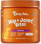 Zesty Paws Hip and Joint for Dogs, Glucosamine for Dogs Hip and Joint Supplement with Chondroitin, MSM, Vitamins C & E - Bacon, 90 Count (Pack of 2)